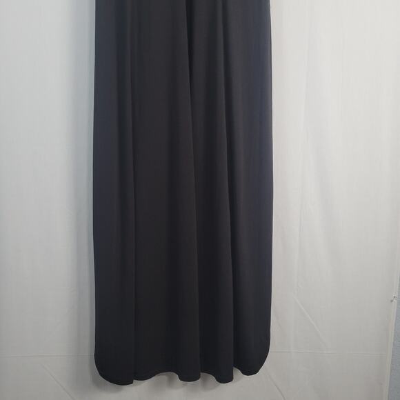 Halara U Neck Backless Split Flowy Maxi Casual Tank Dress sz XL black minimalist - Picture 4 of 10